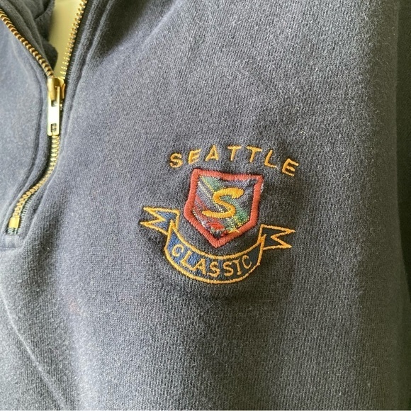 S.D.I. | Vintage Seattle Collegiate 1/4 Zip Long Sleeve Pullover Sweatshirt - Picture 4 of 7